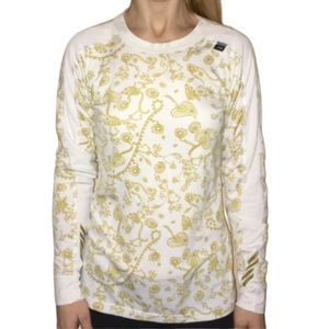 HELLY HANSEN Long Sleeved Shirt Top Gold Yellow Paisley Print Junior Size Large
